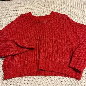 super comfy & the prettiest red sweater from american eagle!